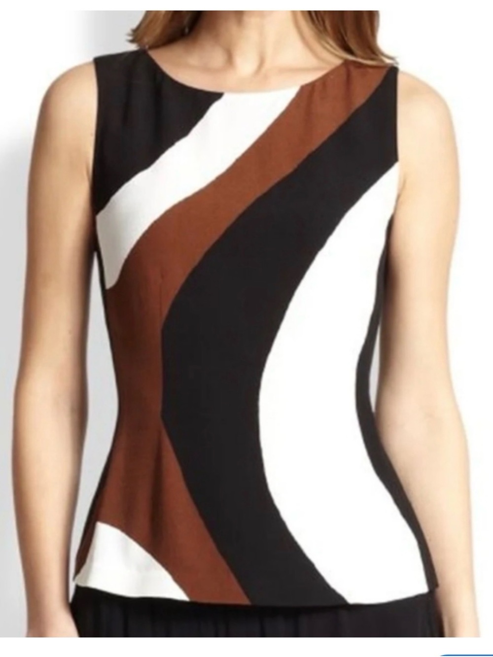 kate spade Black, White & Brown Striped Wave Top